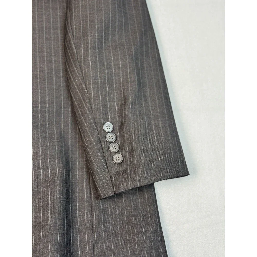 Tasso Elba Mens Black Striped Sport Coat Suit Jacket Blazer Size‎ S42 - 90% Wool